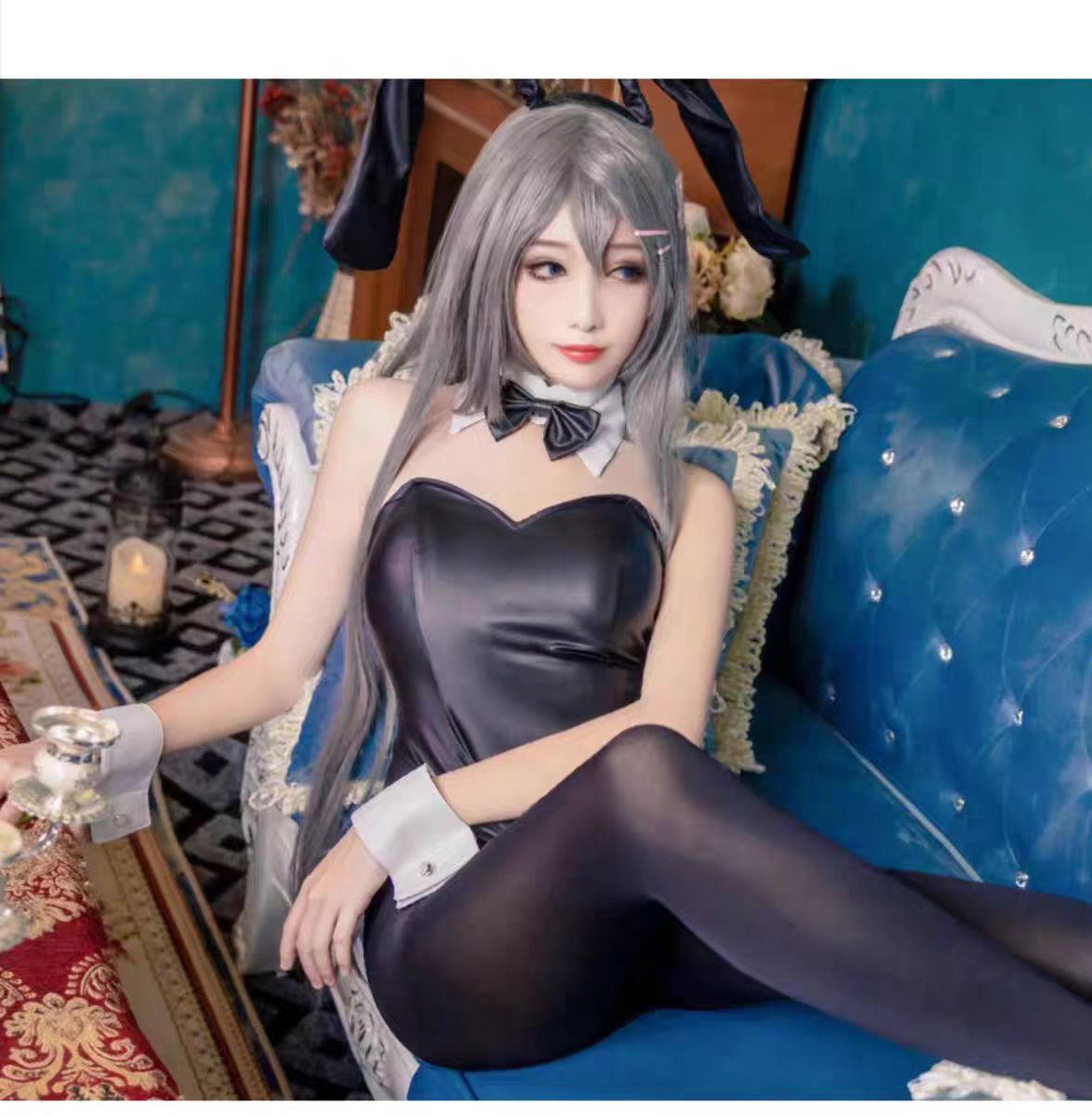 Anime Cosplay Bodysuit - Seksi Tavşan Kız Sakurajima Mai Cosplay