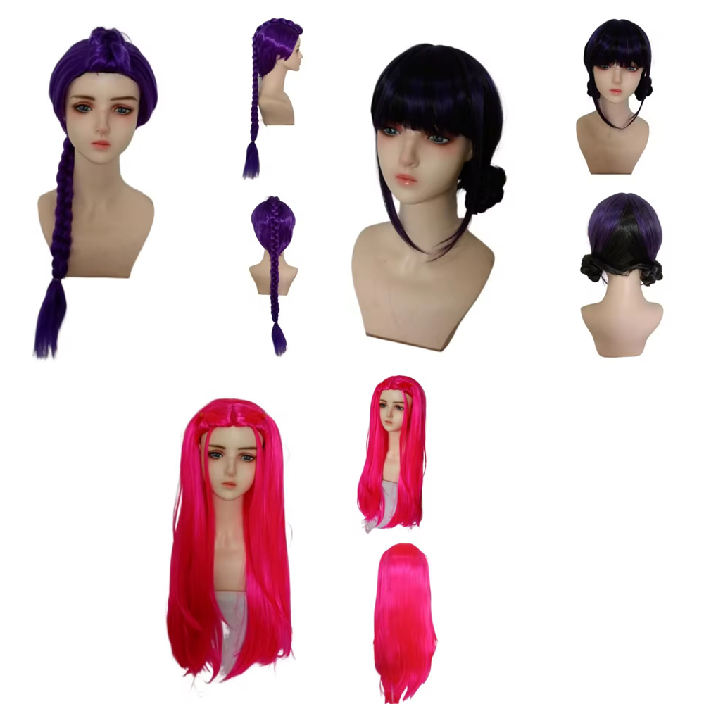 Anime Cosplay Girl With Black Hair - Anime Uzun Mor Örgülü Saç Uzatma