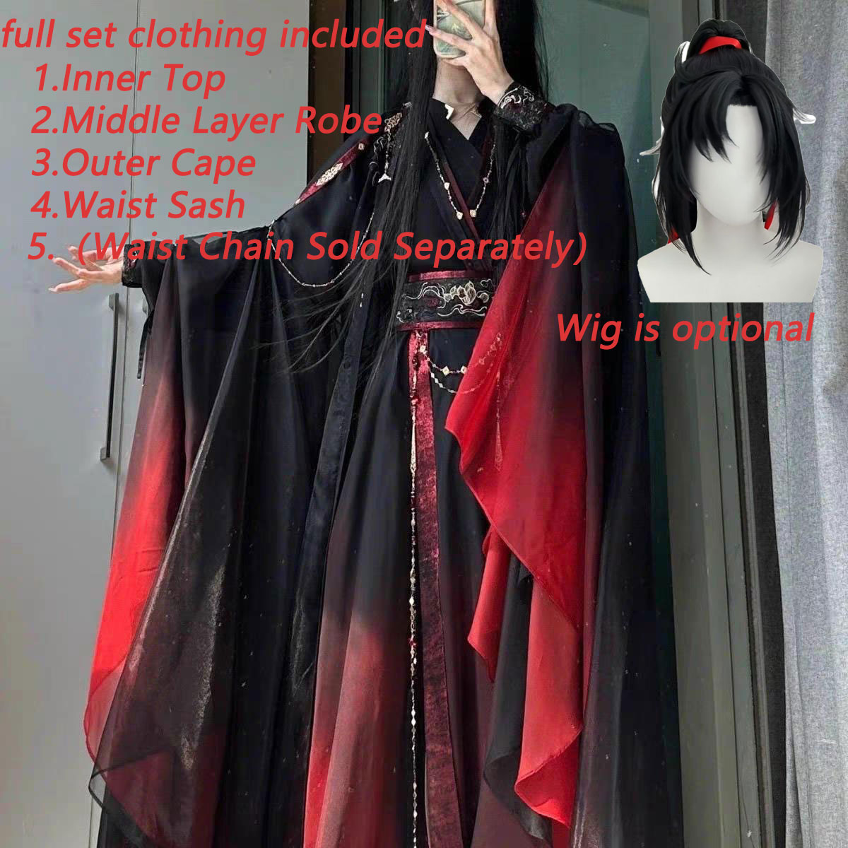 Unisex Antik Çin Xianxia Robe  - Anime Cosplay Red incelemesi ve fiyatı